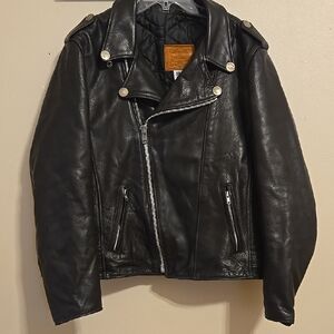 Mens Walter Dyer Black Leather Biker Jacket  48 XL